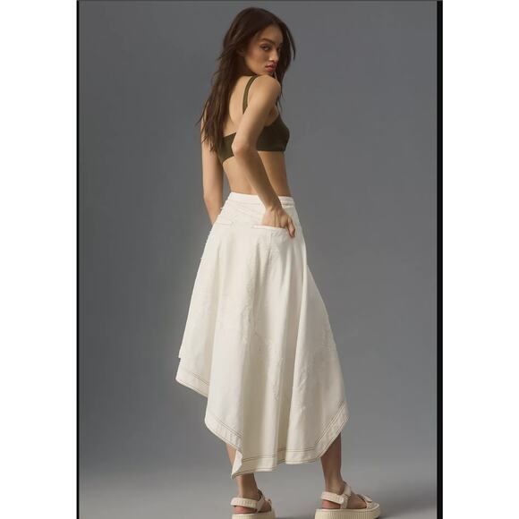 Pilcro Asymmetrical Denim Midi Skirt - New Size 10 - Picture 5 of 10